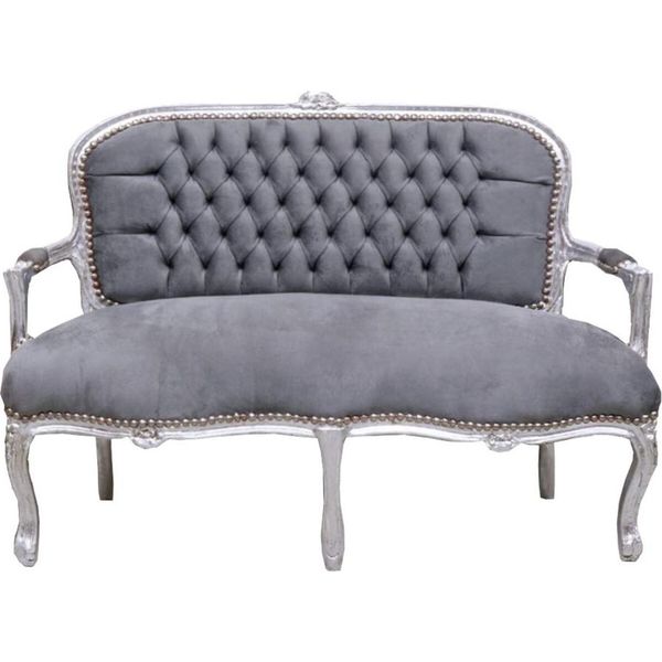 Casa Padrino Panca Per Bambini Barocca Grigio / Argento 90 X 38 X H. 67 Cm - Mobili Per Bambini In Stile Antico-image