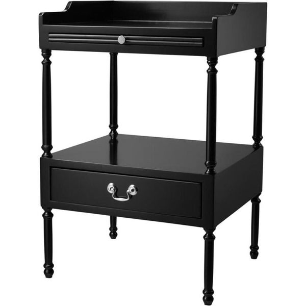 Casa Padrino Tavolino Da Salotto Nero / Argento 48 X 42 X H. 73 Cm - Mobili Soggiorno-image