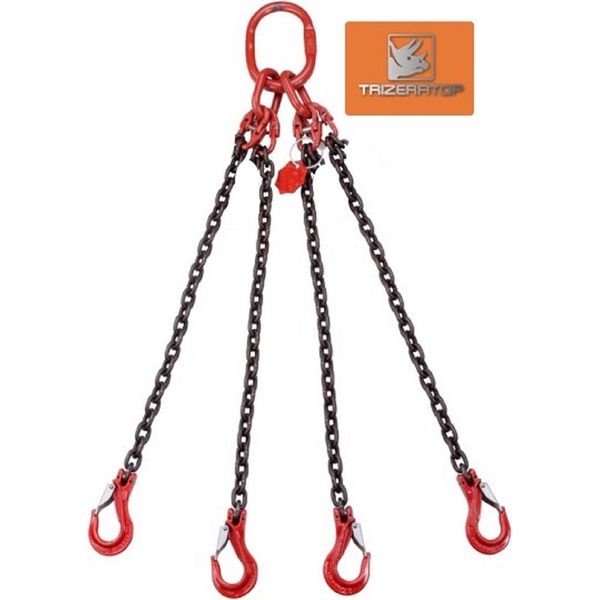 Catena A 4 Fili Da 8 Mm Con Gancio A Forcella, Capacità Di Carico 4250 Kg, Lunghezza 4,0 M, Senza Accorciatore Di Catena-image