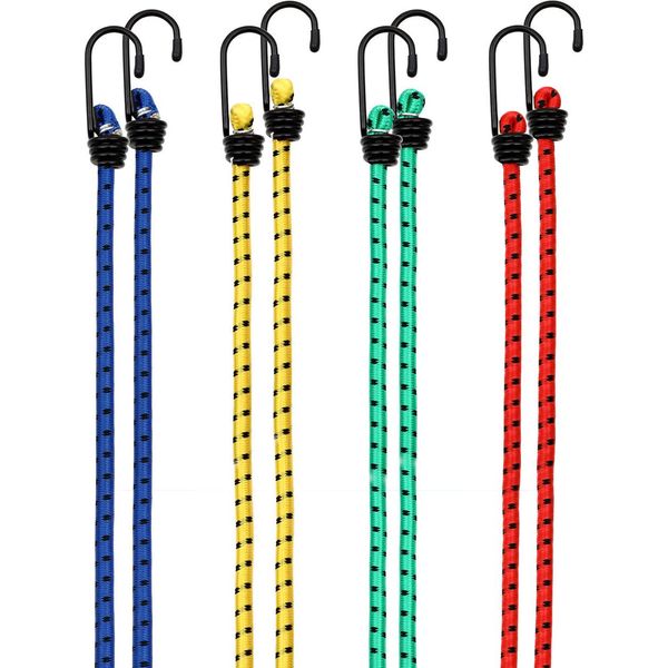 Deuba Set 8 Corde Elastiche Corde Valigia Expander Diverse Lunghezze Ganci In Acciaio Resistenti Elastici Bagagli-image