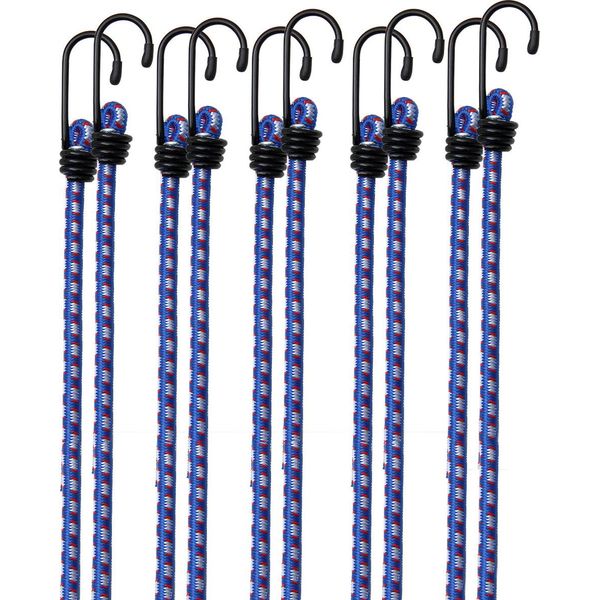 Deuba Set 10 Corde Elastiche Corde Valigia Expander Diverse Lunghezze Ganci In Acciaio Resistenti Elastici Bagagli-image