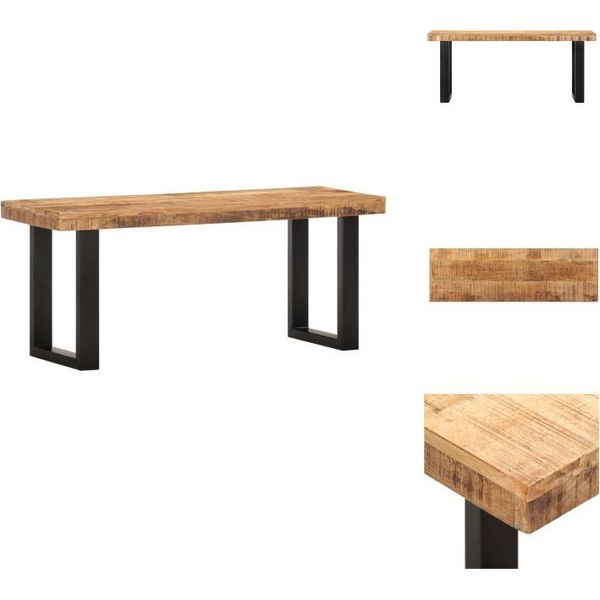 Vidaxl Panca 110 Cm Legno Massiccio Di Mango Grezzo E Acciaio - Panche Da Sala E Cassapanca-image