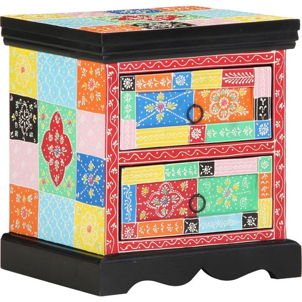 Vidaxl Comodino 2 Pezzi Multicolore 40 X 35 X 45 Cm In Legno Massiccio Di Mango-image