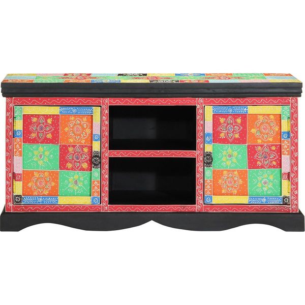 Vidaxl Mobile Tv Multicolore 100 X 35 X 50 Cm In Legno Massiccio Di Mango-image