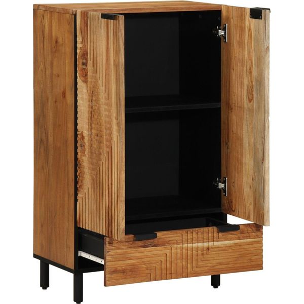 Vidaxl Credenza Alta Con Ripiano Naturale 60 X 33,5 X 100 Cm Legno Massello Di Acacia-image