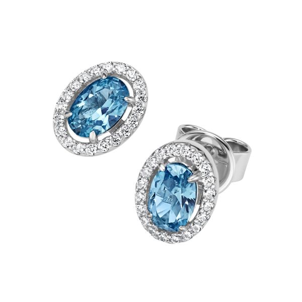 Paar Ohrstecker "Ziersteine, Zirkonia Weiß, Silber 925", Blau, Giorgio Martello Milano, Ohrringe, Damen, Silber 925 (Sterlingsilber)-image