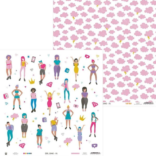P13 30,5X30,5Cm Carta Bifacciale Per Scrapbooking 240G Girl Gang 01-image
