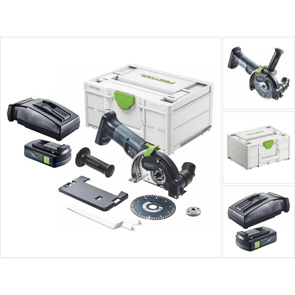 Festool DSC-AGC 18-125 Fh Eb-Basic 18 V 125 Mm Sistema Di Taglio A Mano Libera Senza Spazzole + 1X Batteria 3,0 Ah + Caricabatterie + Systainer-image