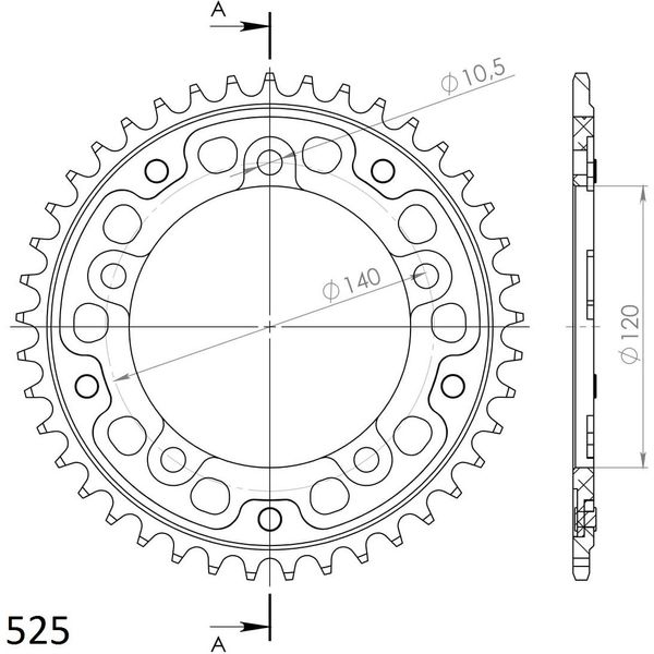 Supersprox Stealth-Kettenrad 525 - 41Z (Oro) RST-1792:41-GLD|ID 120,0 Lk 140,0 5-Loch-image