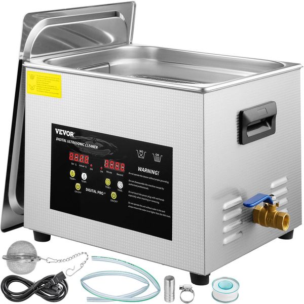 Vevor 15 L Pulitore A Ultrasuoni (600 W Di Riscaldamento, 360 W Di Ultrasuoni) Pulitore Digitale Professionale Per Parti Di Laboratorio A Ultrasuoni Con Timer Di Riscaldamento Per La Pulizia Di Strumenti Dentali In Vetro-image