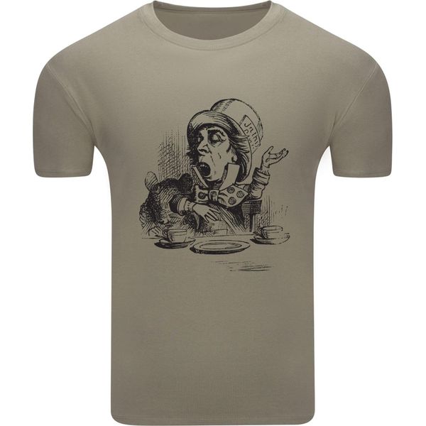 T-Shirt Da Uomo Diarbo Con Stampa Alice Nel Paese Delle Meraviglie Mad Hatter Khaki Taglia Xl-image