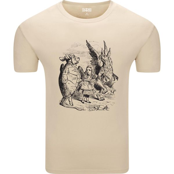Diarbo T-Shirt Da Uomo Con Stampa Alice Nel Paese Delle Meraviglie Alice Che Cammina Beige Taglia S-image