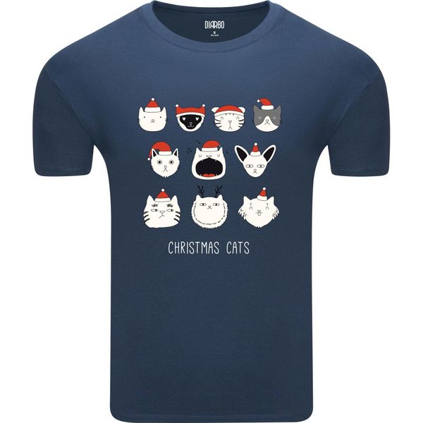 Diarbo T-Shirt Uomo Natale Regalo Di Natale Gatti Di Natale Blu Scuro Taglia Xxl-image