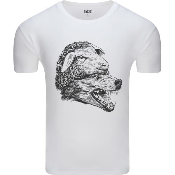 T-Shirt Da Uomo Diarbo Con Stampa Di Un Amante Degli Animali, Lupo In Veste Di Pecora, Bianco, Taglia M-image