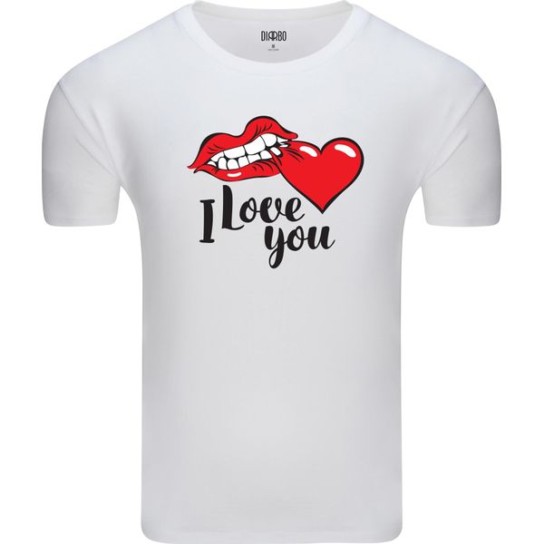Diarbo T-Shirt Da Uomo Con Stampa Classica Ich Liebe Dich Bianca Taglia M-image