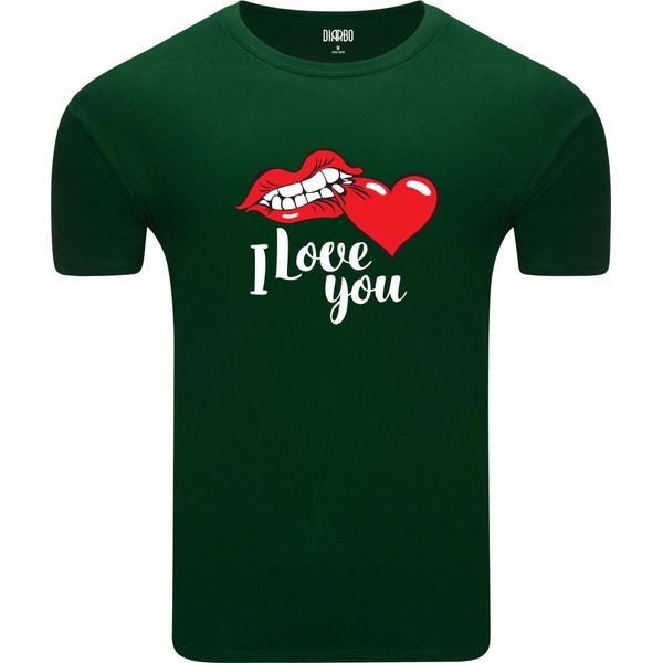 T-Shirt Da Uomo Diarbo Con Stampa Classica Ich Liebe Dich Verde Scuro Taglia M-image