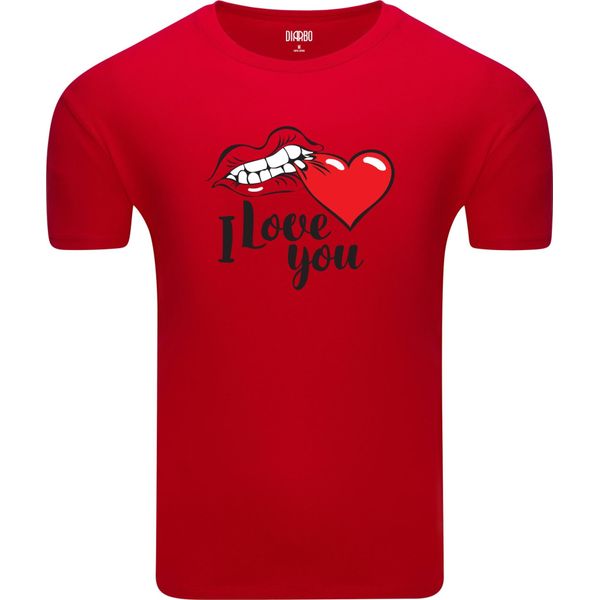 Diarbo T-Shirt Da Uomo Con Stampa Classica Ich Liebe Dich Rosso Taglia M-image