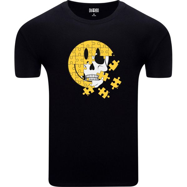 Diarbo T-Shirt Da Uomo Con Stampa Classica Puzzle Emoji Dimagrante Nero Taglia M-image