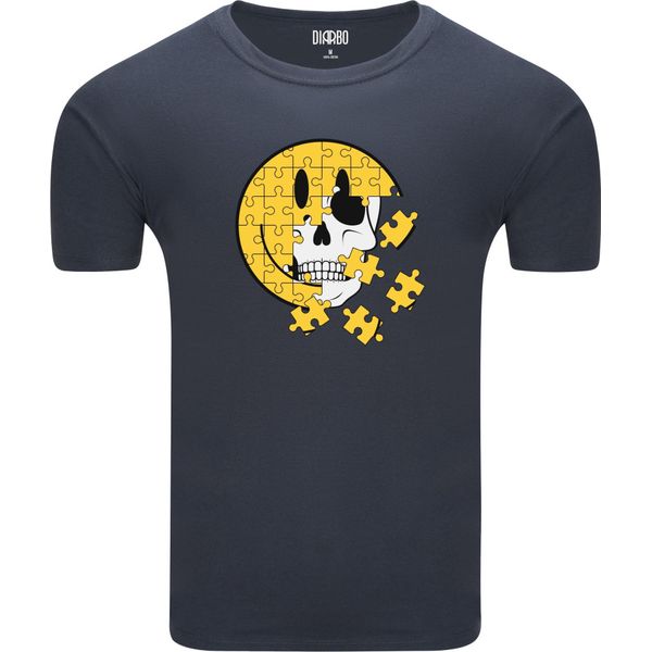 Diarbo T-Shirt Da Uomo Con Stampa Classica Puzzle Emoji Dimagrante Grigio Scuro Taglia L-image