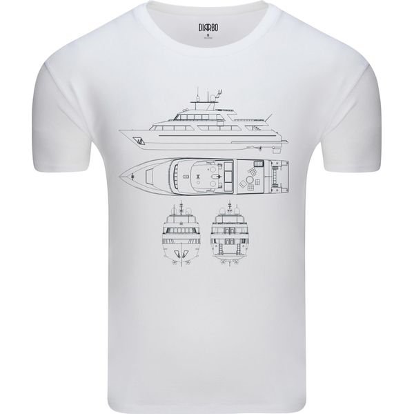 Diarbo T-Shirt Da Uomo Con Stampa Blueprint Yacht Bianco Taglia S-image