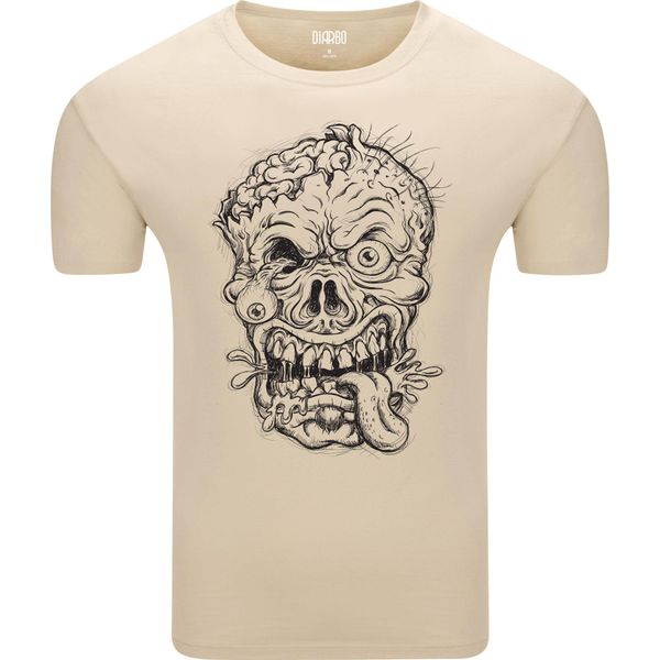 Diarbo Maglietta Da Uomo Con Stampa Divertente Faccia Da Zombie Beige Taglia Xxl-image