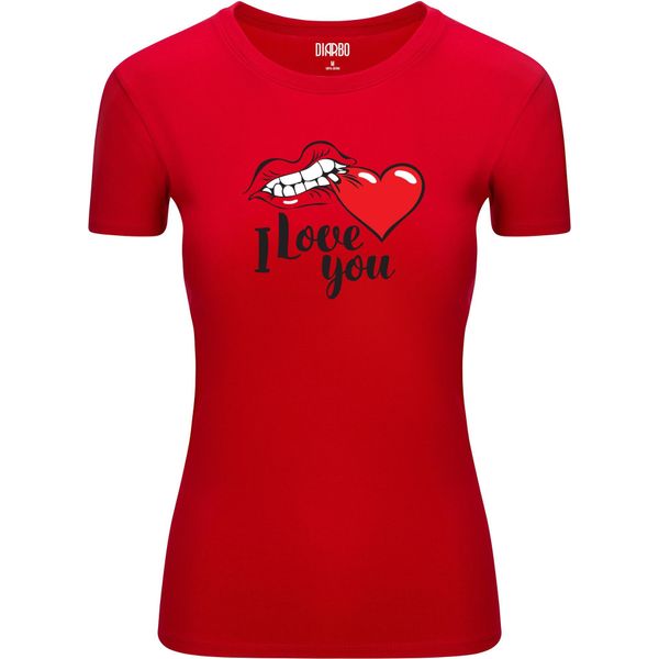 T-Shirt Da Donna Diarbo Con Stampa Classica Ich Liebe Dich Rosso Taglia Xxl-image