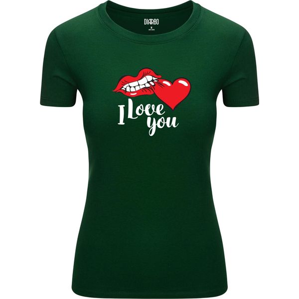 T-Shirt Da Donna Diarbo Con Stampa Classica Ich Liebe Dich Verde Scuro Taglia Xxl-image