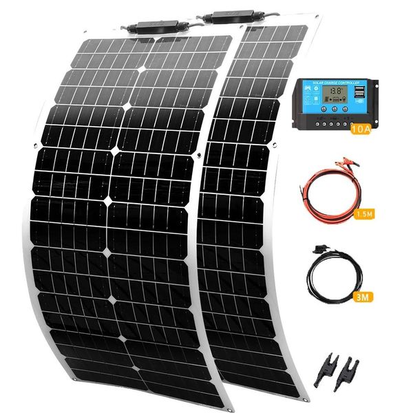 Pannello Solare Monocristallino Flessibile, Alta Efficienza, Design Resistente, Kit 100W Bianco-image