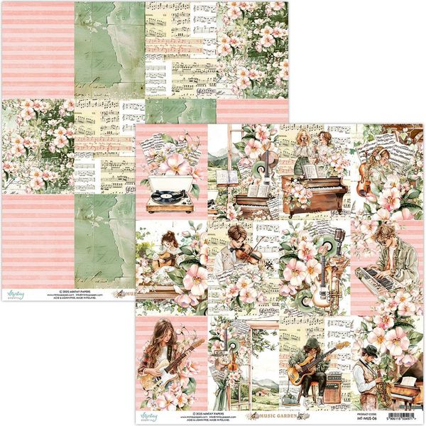 Mintay 30X30Cm Carta Biadesiva Per Scrapbooking 240G - Music Garden 06-image