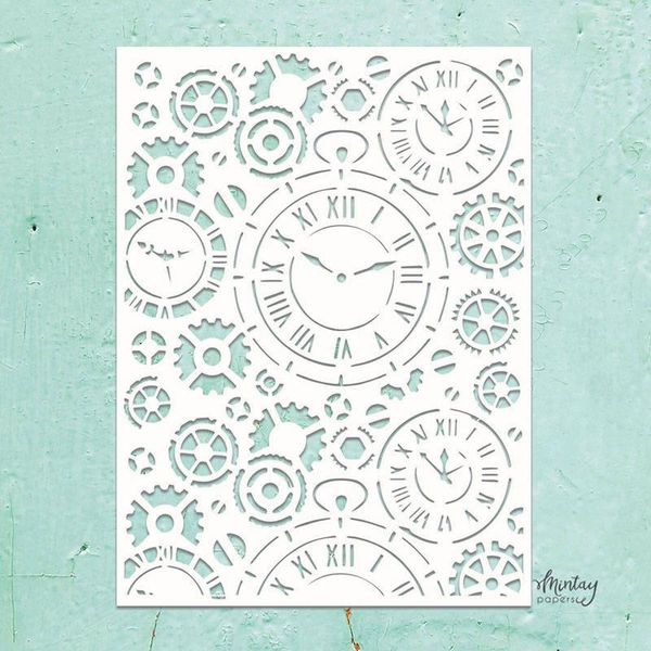 Mintay Mixed Media Schablone Stencil FüR Decoupage Scrapbooking Uhren-image