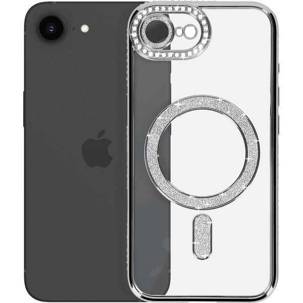 Avizar, Custodia Diamond Per Iphone 16E Magsafe Con Bordo Strass, Argento-image