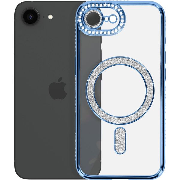 Avizar, Custodia Diamond Per Iphone 16E Magsafe Con Bordo Strass, Blu-image