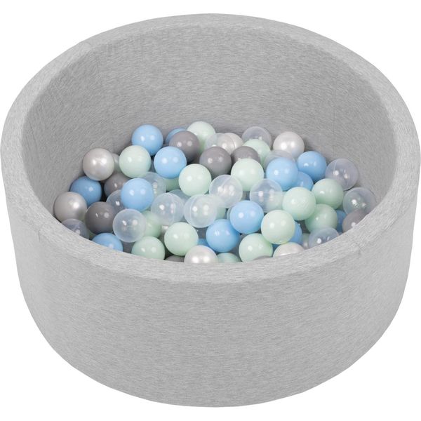 Piscina Per Bambini Selonis Con Palline 70X30Cm/150 Palline Rotonde, Grigio Chiaro: Perla/Trasparente/Azzurro/Menta-image