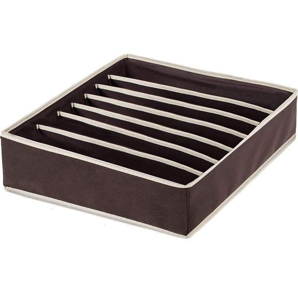 Scatola Portaoggetti Springos, 7 Celle, Cassetto, Organizzatore Per Calzini, Cravatte, Biancheria Intima, Piccoli Accessori, Sistema Organizzativo, Organizzatore Per Calzini, Scatola In Tessuto (Marrone)-image
