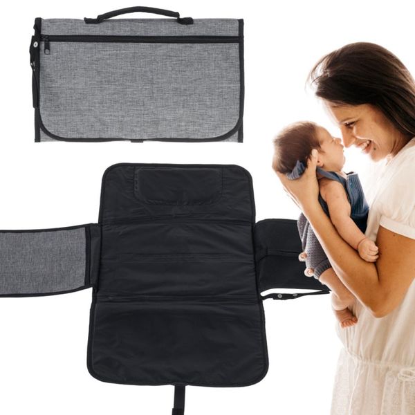 Fasciatoio Da Viaggio Per Neonati Borsa Fasciatoio Convertibile Grigio-image