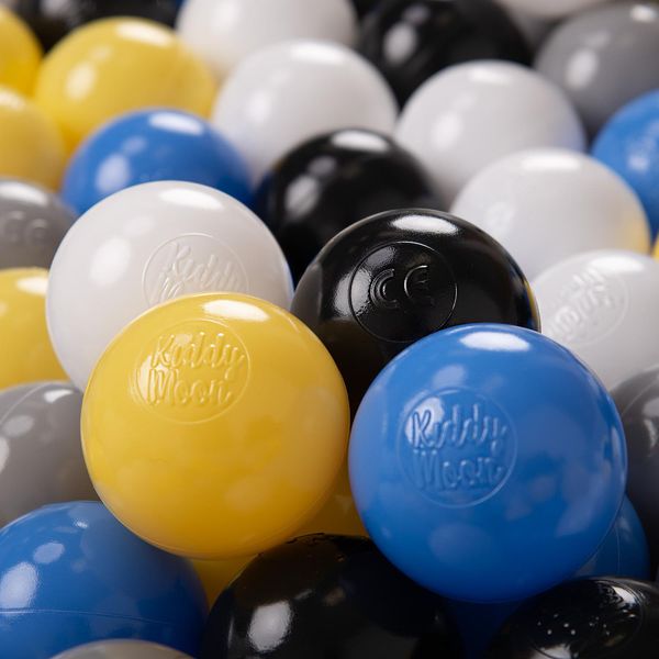 Kiddymoon 500 ∅ 6Cm Palline Per Bambini Per Giocare Nella Vasca Da Bagno Palline Di Plastica Per Bambini Eu, Nero/Bianco/Grigio/Blu/Giallo-image