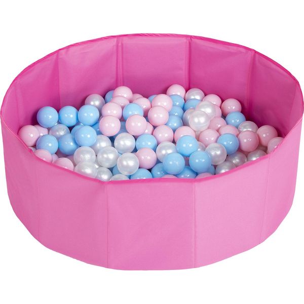 Selonis Bagno Di Palline Pieghevole Con 100 Palline Per Far Giocare Gli Animali Domestici, Rosa: Blu Bambino/Rosa Polvere/Perla-image