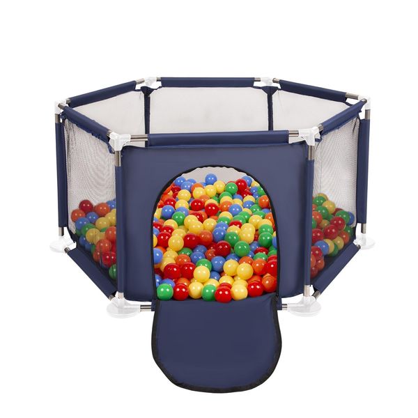 Selonis Box Esagonale Con 400 Palline Box Per Bambini, Blu:Giallo/Verde/Blu/Rosso/Arancio-image