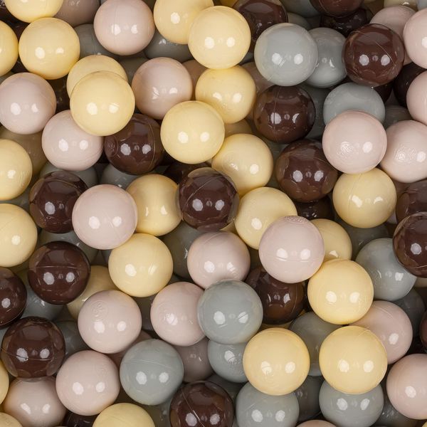 Kiddymoon 100 Palline/7Cm-2,75In Palline Da Gioco In Plastica Morbida Per Bambini Colori Certificati Eu, Beige Pastello/Verde/Grigio/Giallo Pastello/Marrone-image