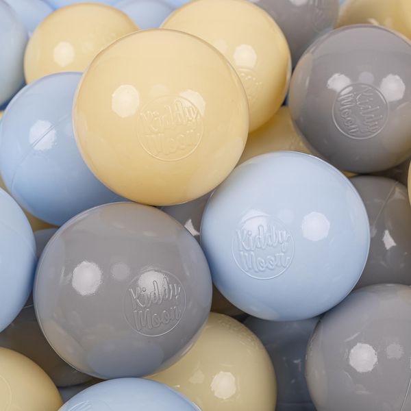 Kiddymoon 700 Palline/7Cm-2,75In Palline Da Gioco In Plastica Morbida Per Bambini Colori Certificati Eu, Beige Pastello/Giallo Pastello/Grigio-image
