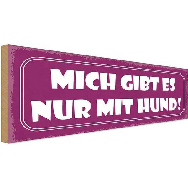 Vianmo Insegna In Legno 10X27 Cm Mich Gibt Es Nur Mit Hund-image