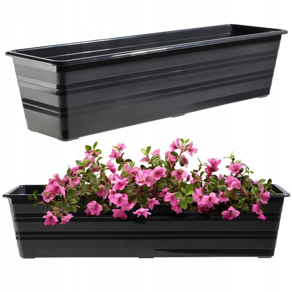 Cassetta Per Fiori Kadax "Cati"", Cassetta Da Balcone In Plastica, Vaso Per Fiori Per Balcone, Davanzale, Fioriera, 60 Cm, Antracite"-image