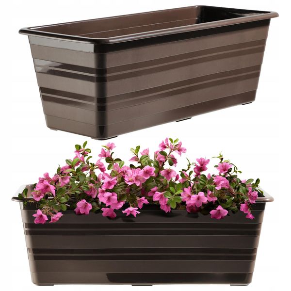 Cassetta Per Fiori Kadax "Cati"", Cassetta Da Balcone In Plastica, Vaso Per Fiori Per Balcone, Davanzale, Fioriera, 40 Cm, Marrone"-image