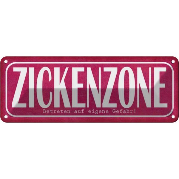 Vianmo Insegna Di Latta 10X27 Cm Zickenzone Eigene Gefahr-image
