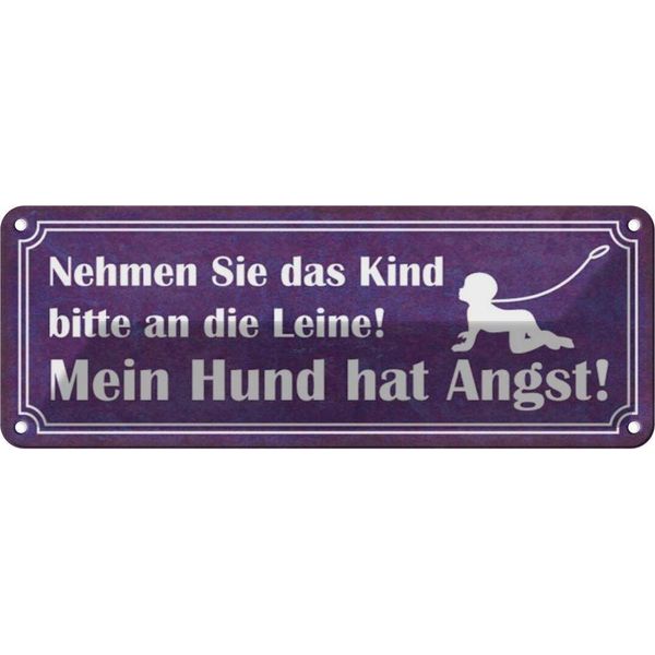 Vianmo Insegna Di Latta 10X27 Cm Kind An Die Leine Hund Hat Angst-image