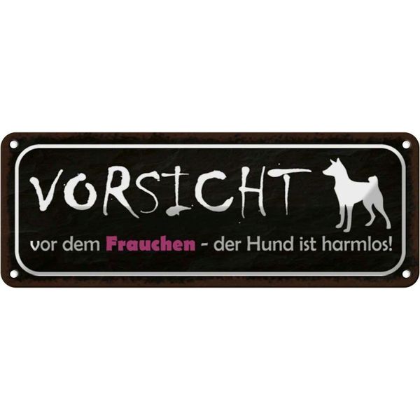 Vianmo Insegna Di Latta 10X27 Cm Vorsicht Frauchen Hund Harmlos-image