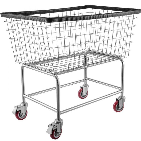 Carrello Portabiancheria In Filo Metallico - Robusto Cesto Portabiancheria In Filo Metallico - 4,5 Bushels - Con Ruote Da 5 Pollici-image