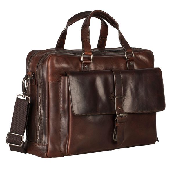 Leonhard Heyden Pelle Cartella Borsa A Tracolla Con Scomparto Per Laptop Roma Tote Bag Brown Marrone-image