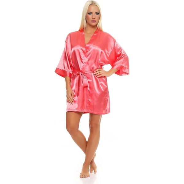 Vestaglia Da Donna A Kimono Corto In Raso; Corallo Xl-image