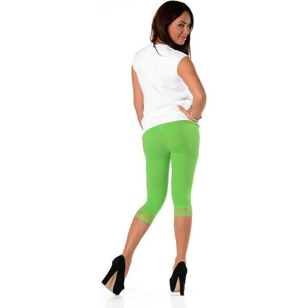 3/4 Leggings Capri Mit Spitze Blickdicht Baumwolle Mit Spandex, Gr. S M L Xl Xxl 3XL-image